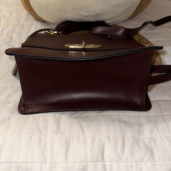 Roberta Prani Genuine Leather Burgundy “Chianti” Fur Handle Crossbody Bag - Picture 6 of 13